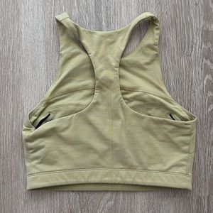 Outdoor Voices Tech Sweat‎ Crop Top Racer Back Sports Bra Mustard Stripe SZ XS